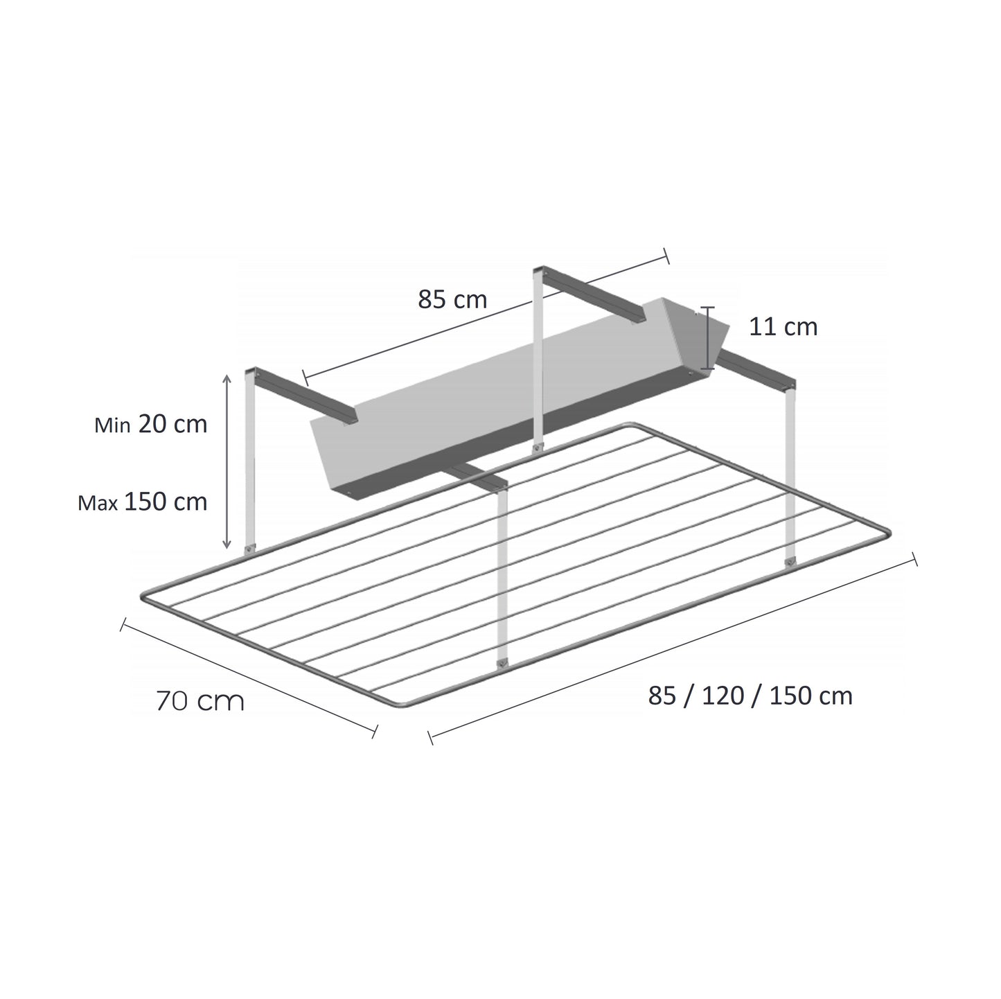Estendal de teto elétrico BUNGY, branco (interruptor de parede)